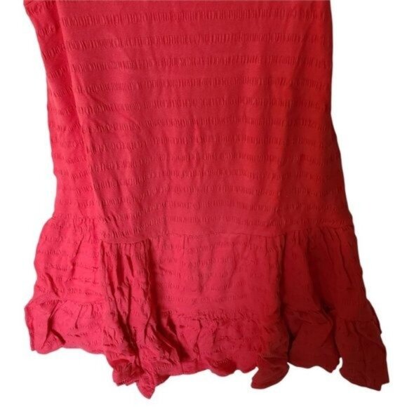 Anthropologie Flounced Open-Back Mini Dress Teaberry Coral L Large NWT Texturize - Picture 8 of 14